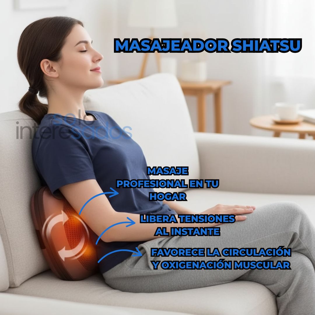 Masajeador Shiatsu 8 Esferas con Calor para Cuello & Espalda