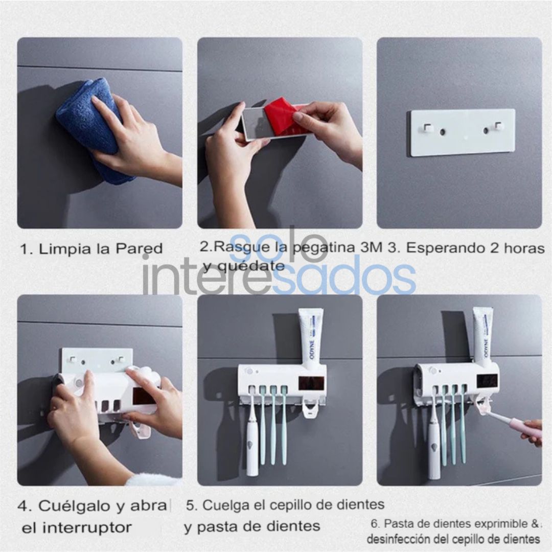 Porta Cepillo Esterilizador UV 3-en-1 (con dispensador automático)