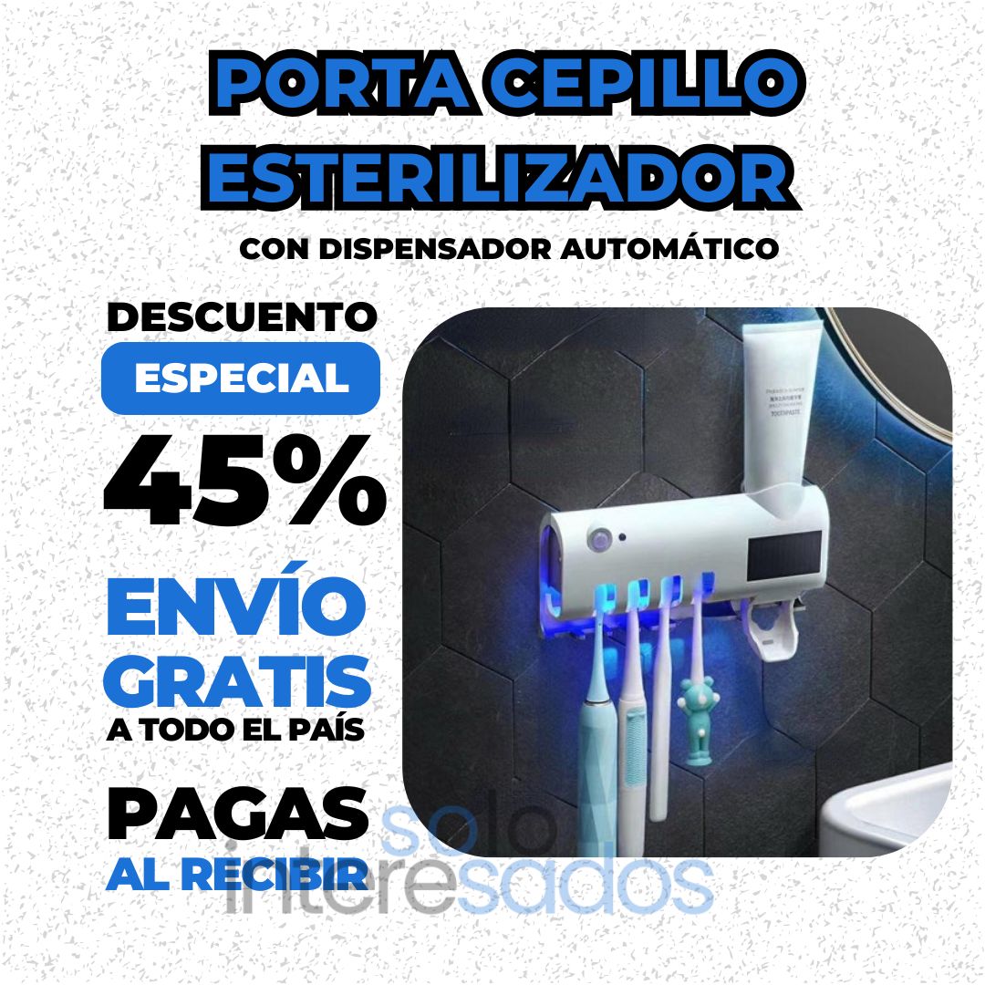 Porta Cepillo Esterilizador UV 3-en-1 (con dispensador automático)