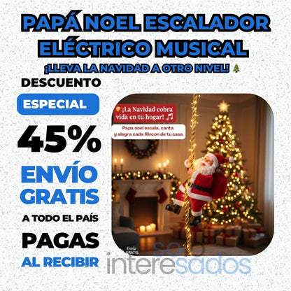 Papá Noel Escalador Eléctrico Musical – ¡Lleva la Navidad a otro nivel!
