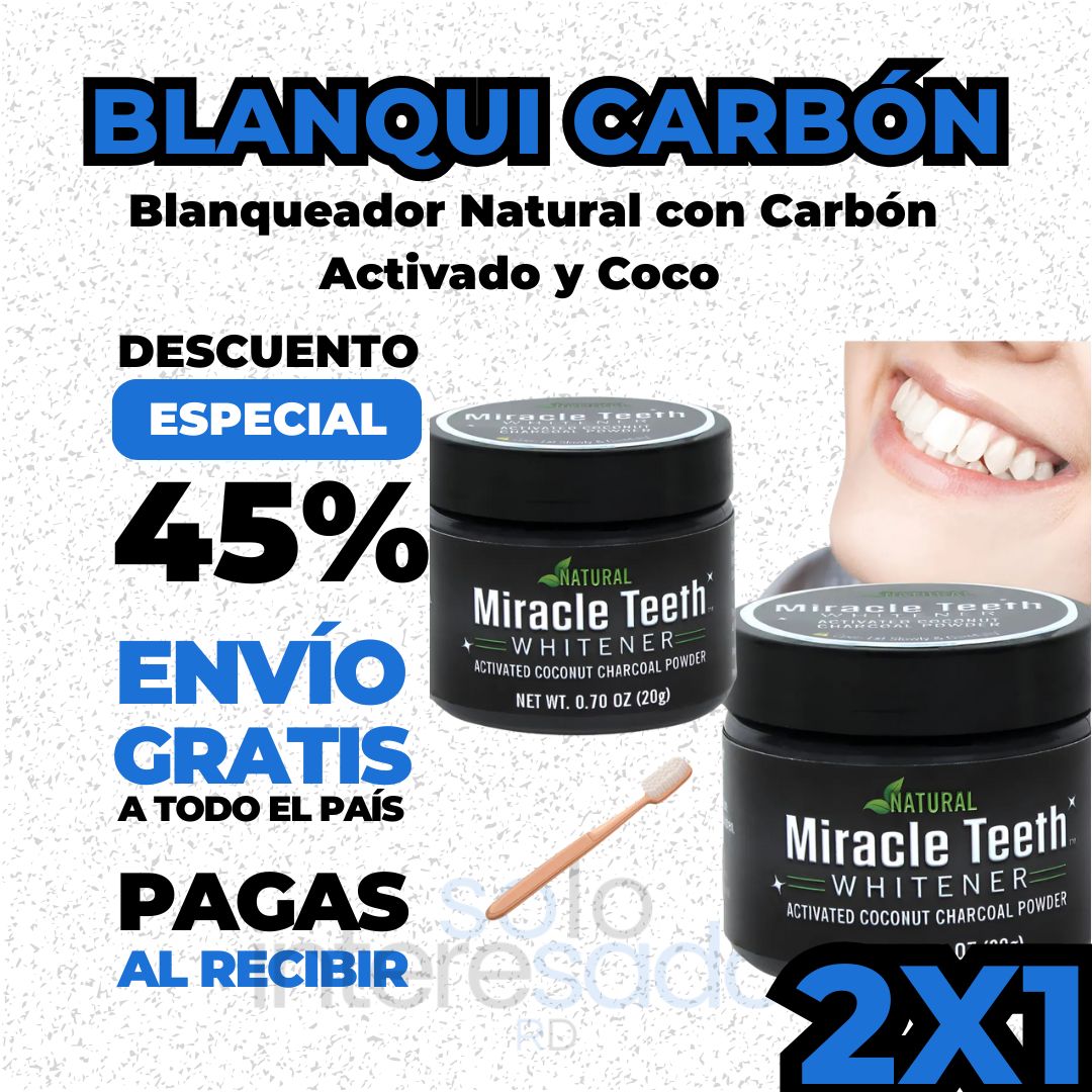 BlanquiCarbón – Blanqueador Natural con Carbón Activado y Coco 2X1 40g