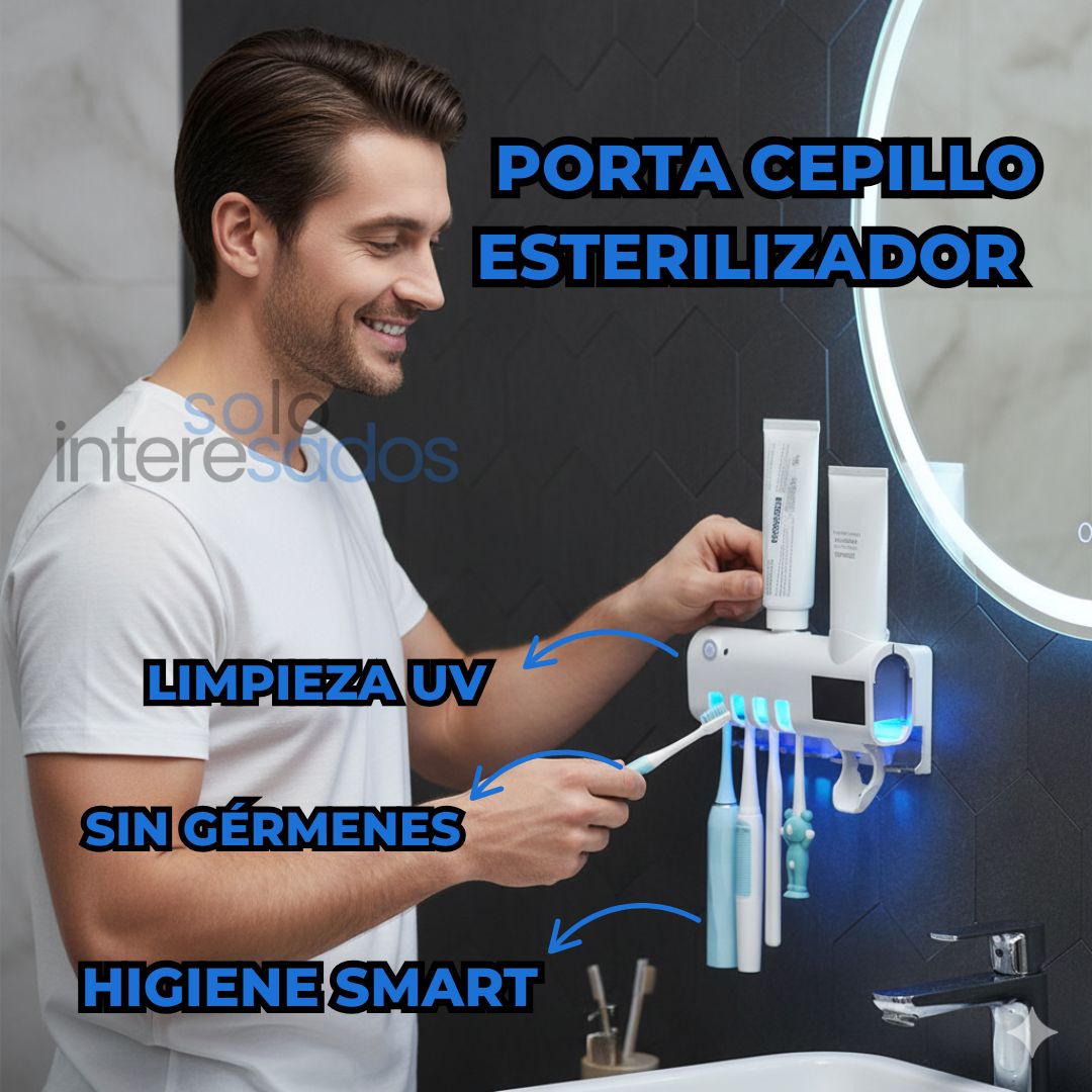 Porta Cepillo Esterilizador UV 3-en-1 (con dispensador automático)