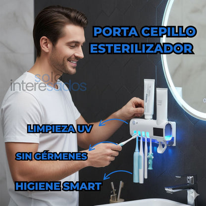 Porta Cepillo Esterilizador UV 3-en-1 (con dispensador automático)