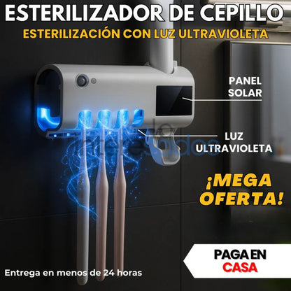 Porta Cepillo Esterilizador UV 3-en-1 (con dispensador automático)