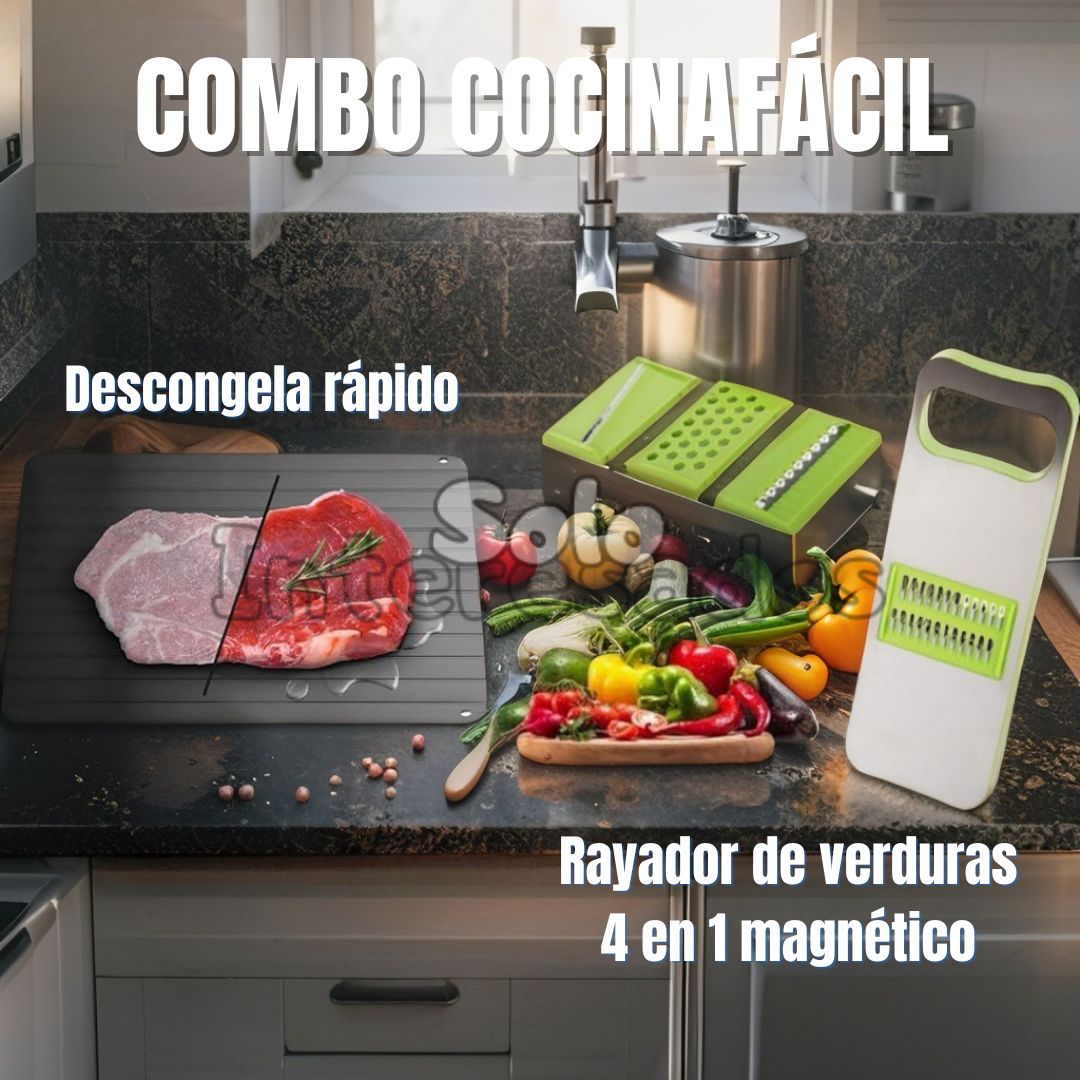 Combo 2x1 CocinaFácil – Rallador Multiusos + Bandeja de Descongelación