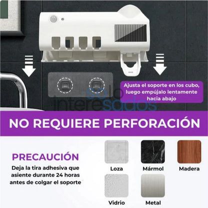 Porta Cepillo Esterilizador UV 3-en-1 (con dispensador automático)