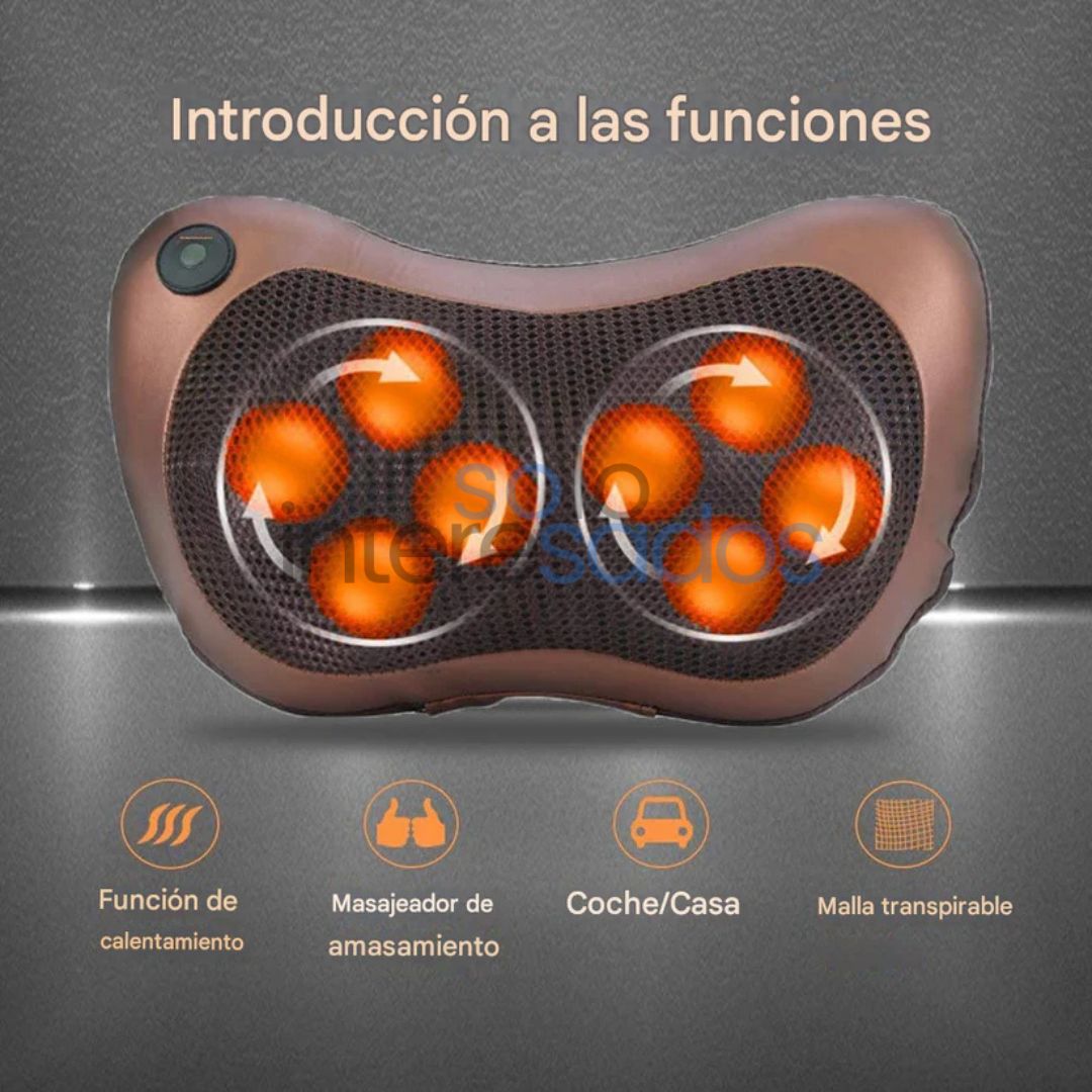 Masajeador Shiatsu 8 Esferas con Calor para Cuello & Espalda