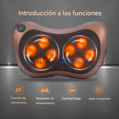 Masajeador Shiatsu 8 Esferas con Calor para Cuello & Espalda