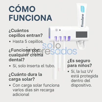 Porta Cepillo Esterilizador UV 3-en-1 (con dispensador automático)