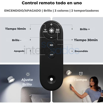 2X1 LuzMagnética LED – Recargable, Inalámbrica y con Control Remoto
