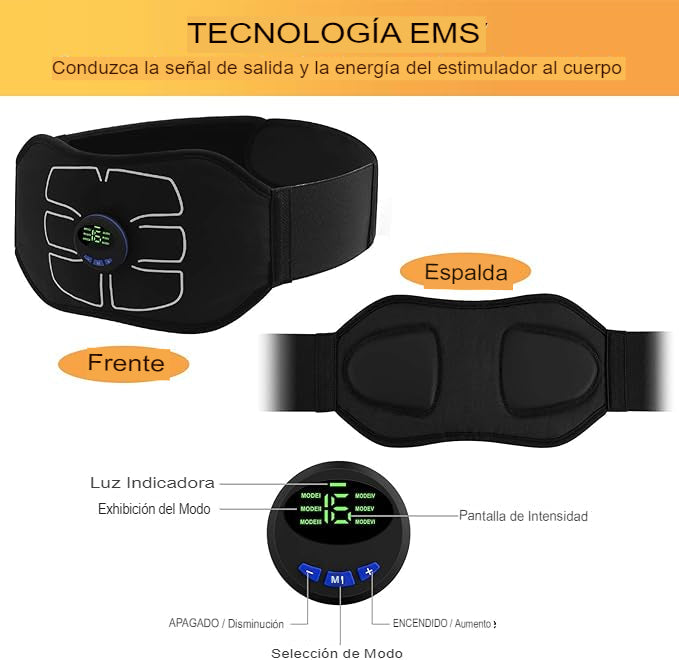 FAJA ELECTRO ESTIMULADORA PARA EJERCITAR ABDOMINALES