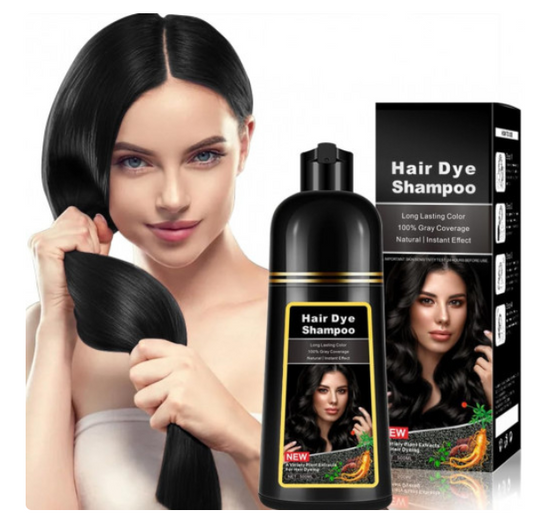 CHAMPÚ TINTE PARA CUBRIR LAS CANAS 500ML, 3-IN-1 NEGRO